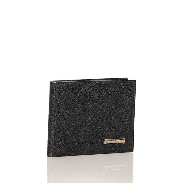ブルガリ ブラック レザー 二つ折り財布 メンズ BVLGARI 【中古】