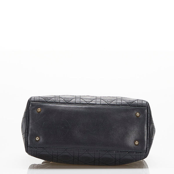 ディオール レディディオール カナージュ ハンドバッグ ブラック レザー レディース Dior 【中古】