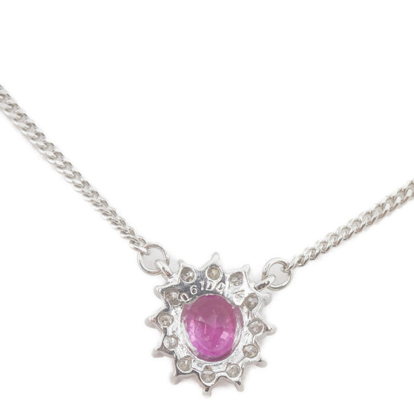Pt850 プラチナ ルビー0.61ct ダイヤ0.14ct ネックレス レディース 【中古】