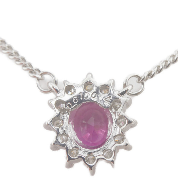 Pt850 プラチナ ルビー0.61ct ダイヤ0.14ct ネックレス レディース 【中古】