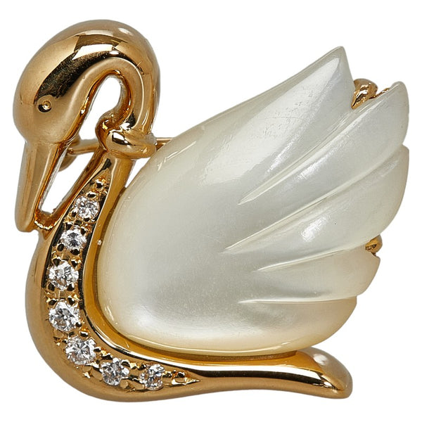 タサキ スワン 白鳥 ブローチ K18 ゴールド レディース TASAKI 【中古】
