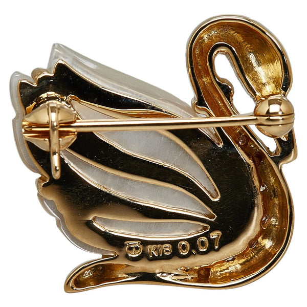 タサキ スワン 白鳥 ブローチ K18 ゴールド レディース TASAKI 【中古】
