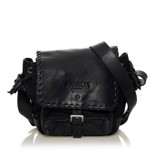 プラダ テスート 斜め掛けショルダーバッグ BT0591  ブラック ナイロン レザー レディース PRADA 【中古】