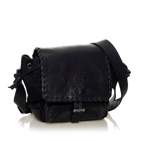 プラダ テスート 斜め掛けショルダーバッグ BT0591  ブラック ナイロン レザー レディース PRADA 【中古】