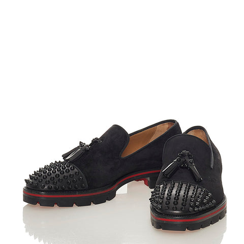 クリスチャンルブタン Rossini Flat ブラック スウェード スリッポン メンズ Christian Louboutin 【中古】