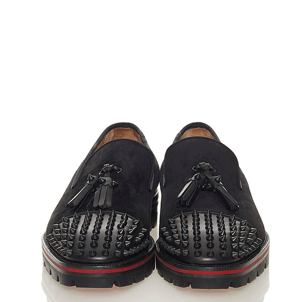 クリスチャンルブタン Rossini Flat ブラック スウェード スリッポン メンズ Christian Louboutin 【中古】