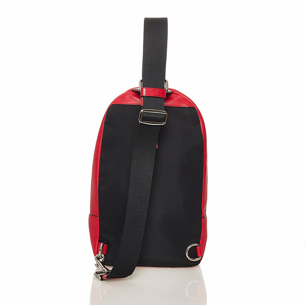 コーチ シグネチャー レッド グレー PVC レザー ワンショルダーバッグ メンズ COACH 【中古】