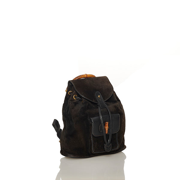グッチ バンブー リュック バックパック 003 2058 ブラウン スウェード レディース GUCCI 【中古】