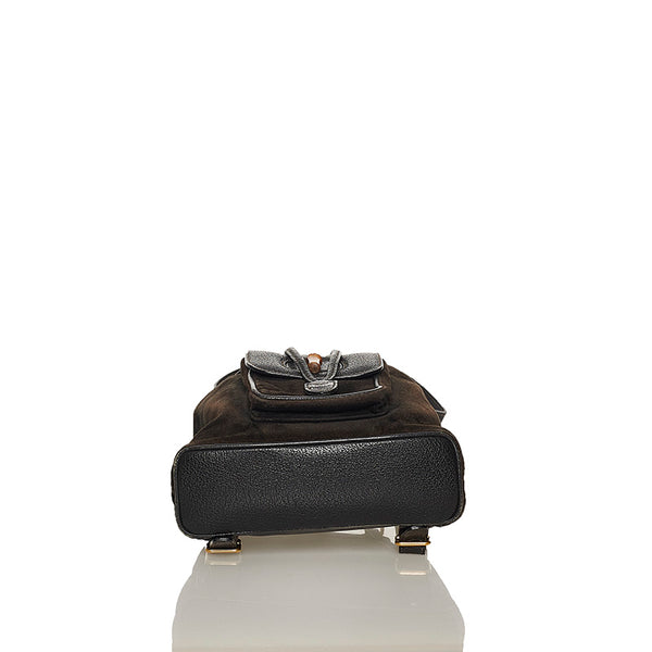 グッチ バンブー リュック バックパック 003 2058 ブラウン スウェード レディース GUCCI 【中古】