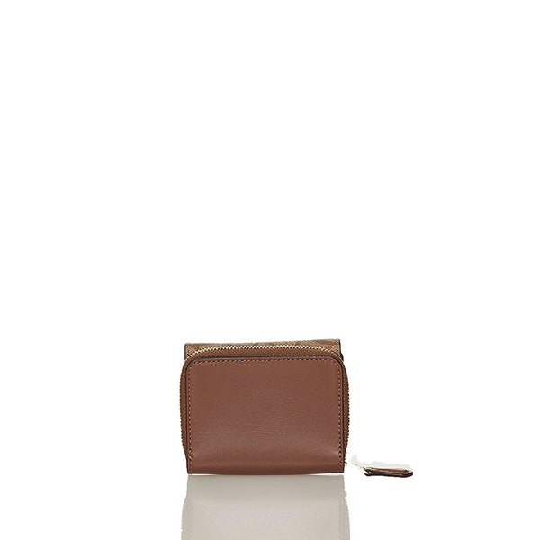 コーチ シグネチャー 三つ折り財布 ブラウン ベージュ PVC レザー レディース COACH 【中古】