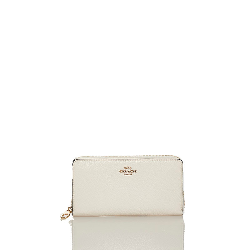 コーチ ラウンドファスナー 長財布 ホワイト レザー レディース COACH 【中古】