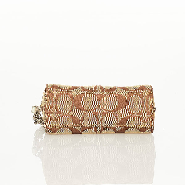 コーチ シグネチャー ポーチ ベージュ キャンバス レディース COACH 【中古】