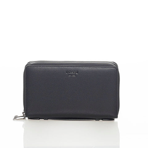 コーチ ブラック レザー ラウンドファスナー 長財布 メンズ COACH 【中古】