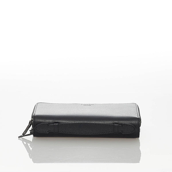 コーチ ブラック レザー ラウンドファスナー 長財布 メンズ COACH 【中古】