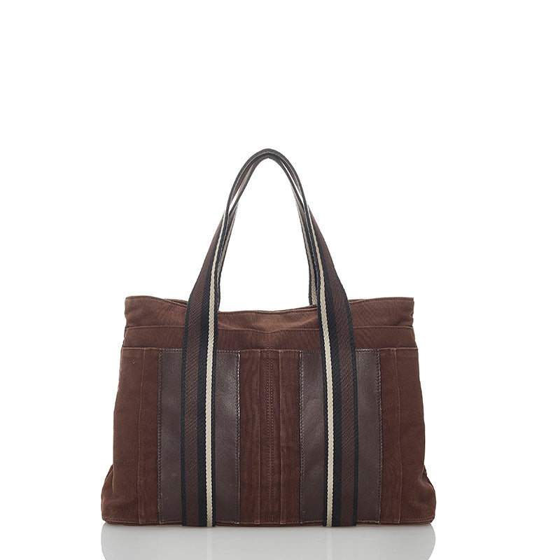 エルメス トロカホリゾンタルMM ハンドバッグ ブラウン キャンバス レディース HERMES 【中古】