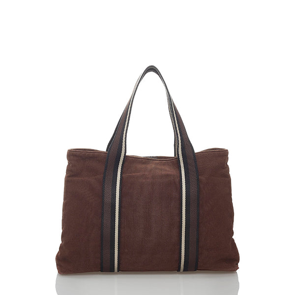 エルメス トロカホリゾンタルMM ハンドバッグ ブラウン キャンバス レディース HERMES 【中古】