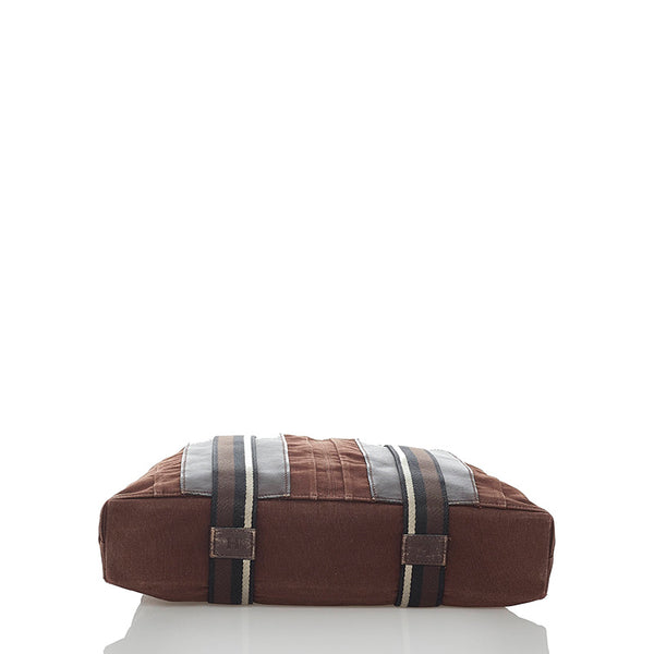 エルメス トロカホリゾンタルMM ハンドバッグ ブラウン キャンバス レディース HERMES 【中古】