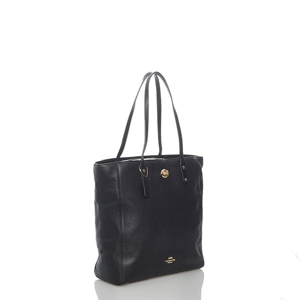 コーチ トートバッグ ブラック レザー レディース COACH 【中古】