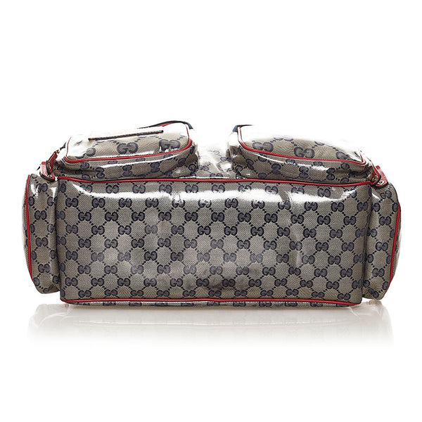 グッチ GGクリスタル ヒステリア ハンドバッグ ネイビー レッド PVC レザー レディース GUCCI 【中古】