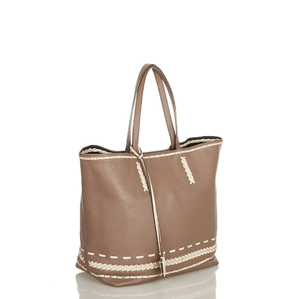 トッズ ジプシー グレージュ レザー トートバッグ レディース TOD’S 【中古】