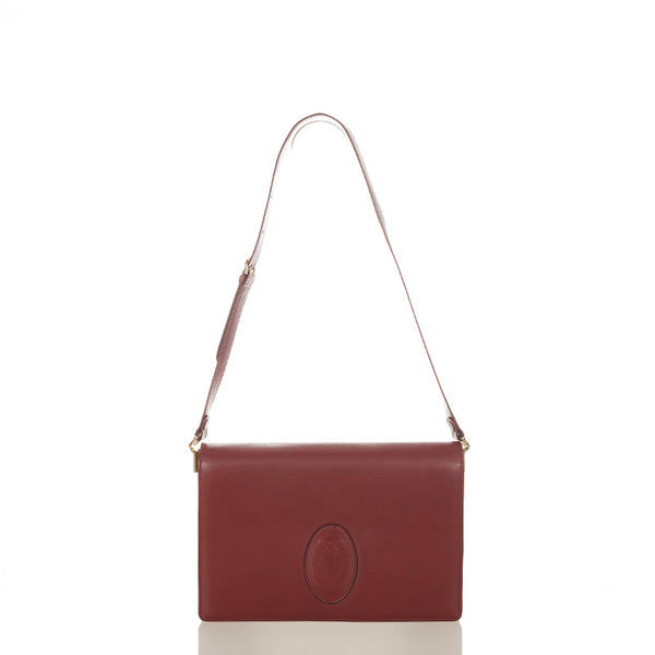 カルティエ マスト ボルドー レザー ショルダーバッグ レディース CARTIER 【中古】
