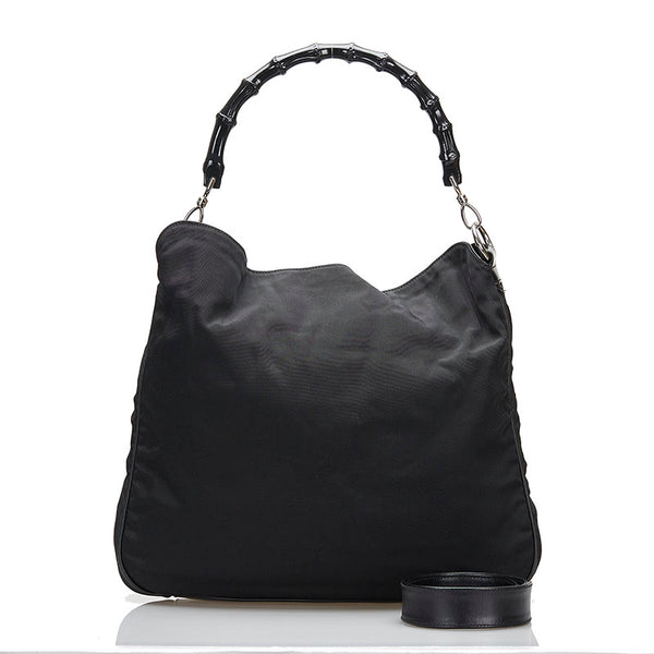 グッチ バンブー ハンドバッグ ショルダーバッグ 2WAY 001 1577 ブラック キャンバス レザー レディース GUCCI 【中古】