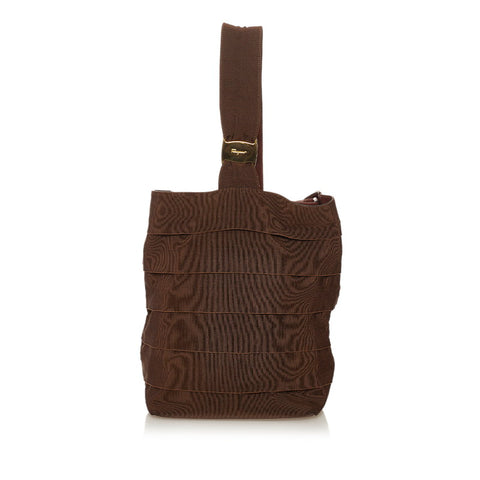 サルヴァトーレフェラガモ ヴァラ ショルダーバッグ AU-21 4237 ブラウン キャンバス レザー レディース Salvatore Ferragamo 【中古】