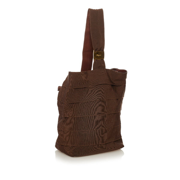 サルヴァトーレフェラガモ ヴァラ ショルダーバッグ AU-21 4237 ブラウン キャンバス レザー レディース Salvatore Ferragamo 【中古】