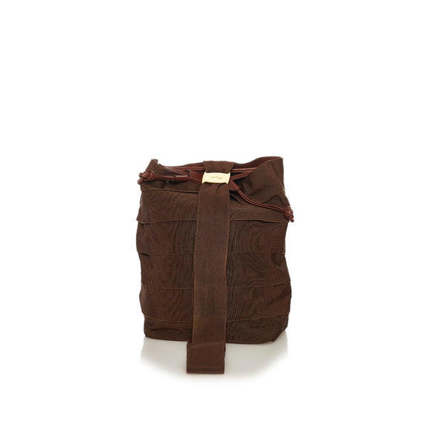 サルヴァトーレフェラガモ ヴァラ ショルダーバッグ AU-21 4237 ブラウン キャンバス レザー レディース Salvatore Ferragamo 【中古】