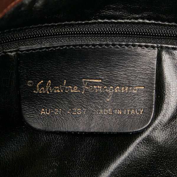 サルヴァトーレフェラガモ ヴァラ ショルダーバッグ AU-21 4237 ブラウン キャンバス レザー レディース Salvatore Ferragamo 【中古】