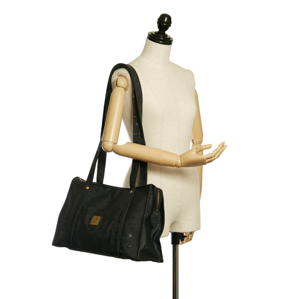 エム シー エム ヴィセトス ロゴグラム ショルダーバッグ トートバッグ ブラック PVC レディース MCM 【中古】