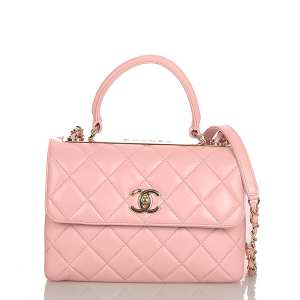 シャネル マトラッセ トレンディCC ピンク ラムスキン ハンドバッグ ショルダーバッグ 2WAY レディース CHANEL 【中古】