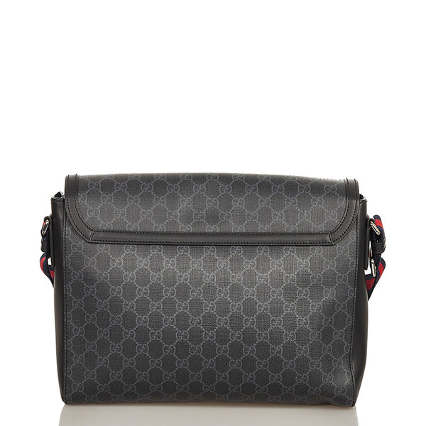 グッチ GGスプリーム ナイトクーリエ ワッペン 474138 ブラック PVC ショルダーバッグ メンズ GUCCI 【中古】