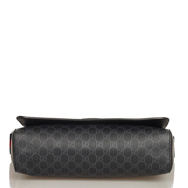 グッチ GGスプリーム ナイトクーリエ ワッペン 474138 ブラック PVC ショルダーバッグ メンズ GUCCI 【中古】