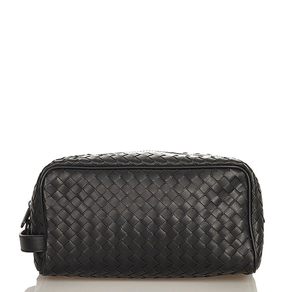 ボッテガヴェネタ イントレチャート ブラック レザー セカンドバッグ メンズ BOTTEGAVENETA 【中古】