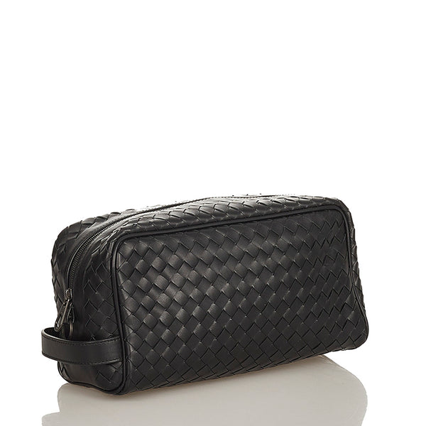 ボッテガヴェネタ イントレチャート ブラック レザー セカンドバッグ メンズ BOTTEGAVENETA 【中古】