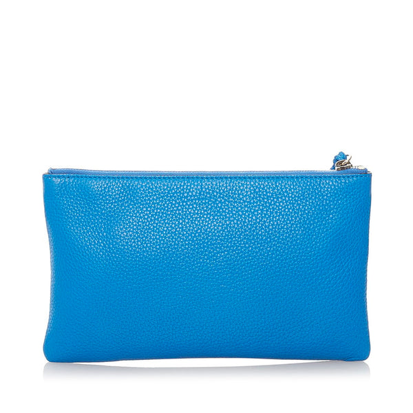 グッチ バンブー タッセル ポーチ 376854 ブルー レザー レディース GUCCI 【中古】