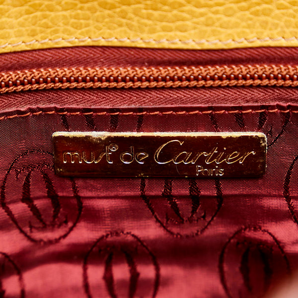 カルティエ マスト 斜め掛け ショルダーバッグ マスタード ボルドー レザー レディース CARTIER 【中古】