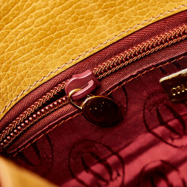 カルティエ マスト 斜め掛け ショルダーバッグ マスタード ボルドー レザー レディース CARTIER 【中古】