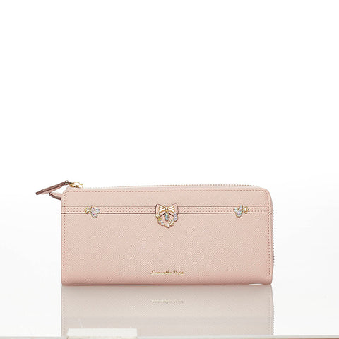 サマンサタバサ ピンク レザー ラウンドファスナー 長財布 レディース Samantha Thavasa 【中古】