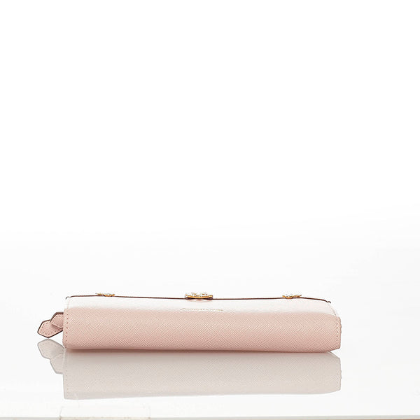 サマンサタバサ ピンク レザー ラウンドファスナー 長財布 レディース Samantha Thavasa 【中古】