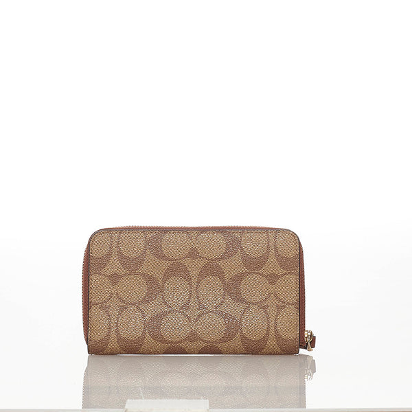 コーチ ミディアムジップウォレット 長財布 ベージュ PVC レディース COACH 【中古】