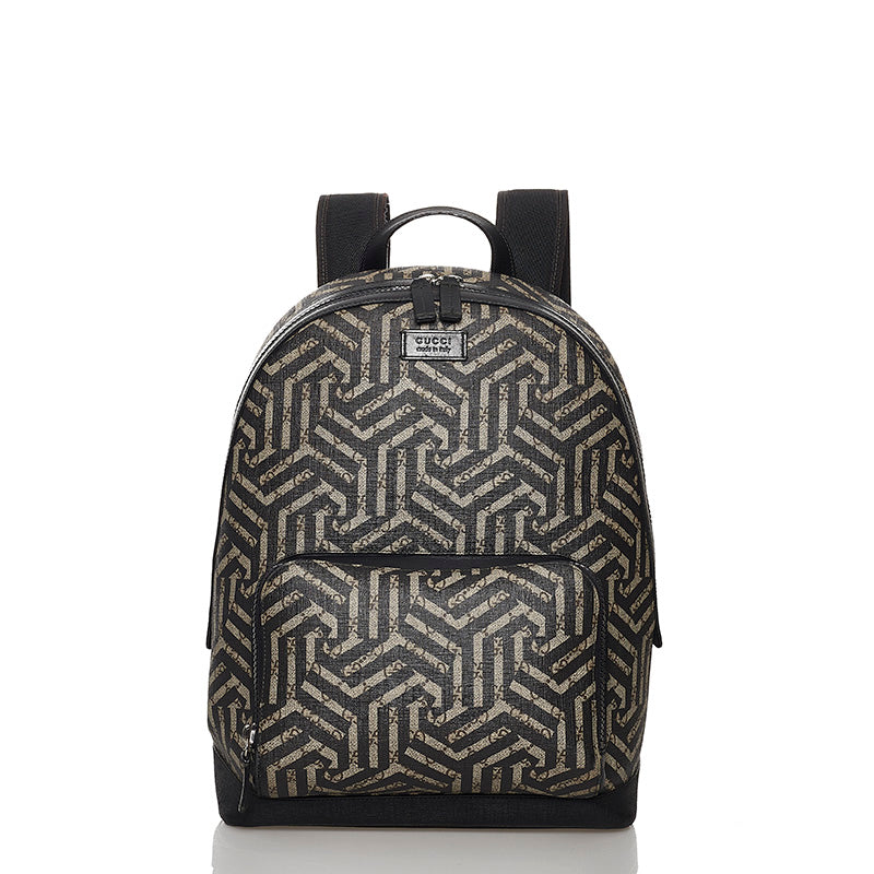 グッチ GGカレイド 406370 ブラウン ブラック PVC レザー リュック バックパック メンズ GUCCI 【中古】