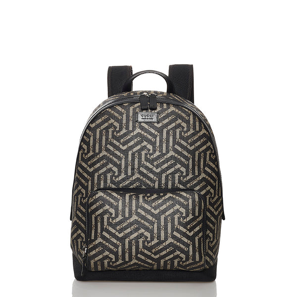 グッチ GGカレイド 406370 ブラウン ブラック PVC レザー リュック バックパック メンズ GUCCI 【中古】