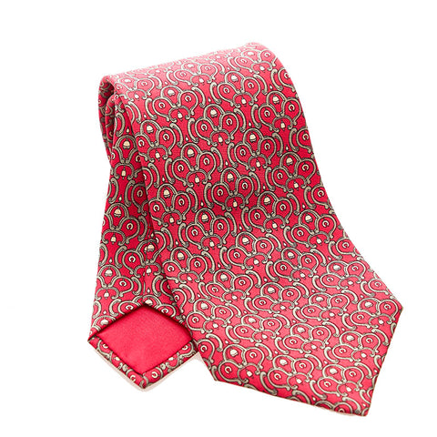 エルメス ネクタイ ピンク グレー シルク メンズ HERMES 【中古】