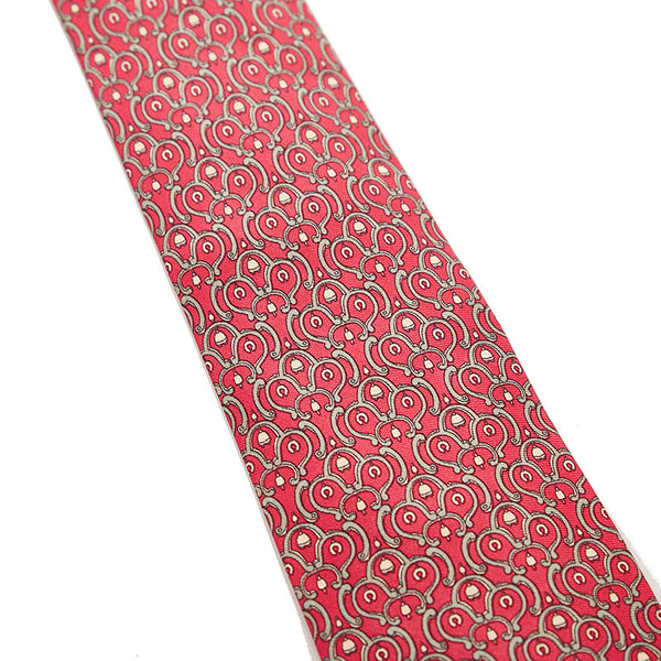 エルメス ネクタイ ピンク グレー シルク メンズ HERMES 【中古】