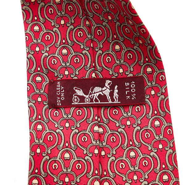 エルメス ネクタイ ピンク グレー シルク メンズ HERMES 【中古】