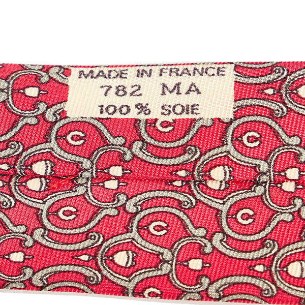 エルメス ネクタイ ピンク グレー シルク メンズ HERMES 【中古】