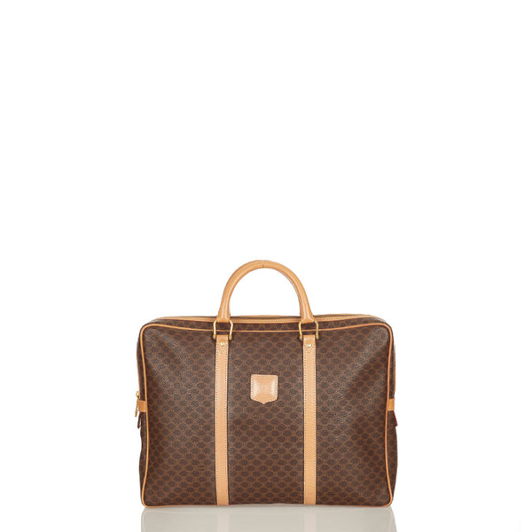セリーヌ マカダム ブラウン PVC レザー ビジネスバッグ レディース CELINE 【中古】