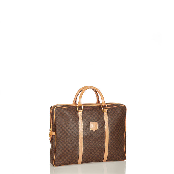 セリーヌ マカダム ブラウン PVC レザー ビジネスバッグ レディース CELINE 【中古】